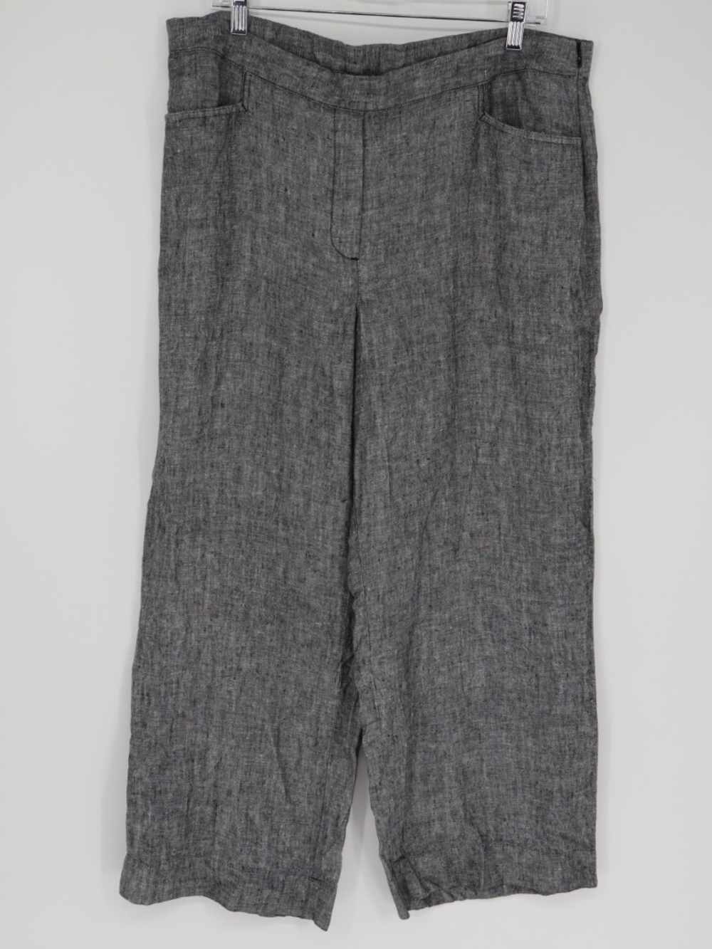 J. Jill Woman's Love Linen Gray Wide-Leg Pants Size Large Tall Coastal Ankle
